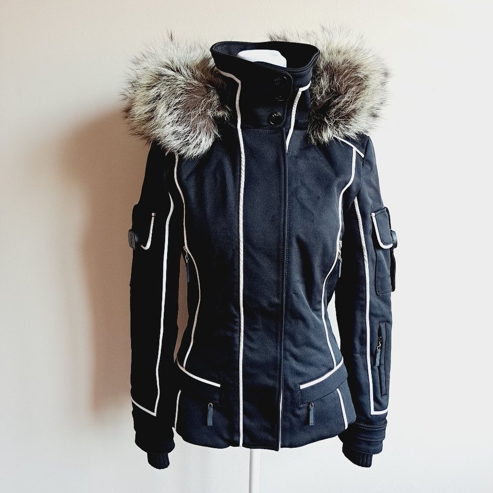 DIOR Ski Black & White Jacket with Fox Fur Size 4